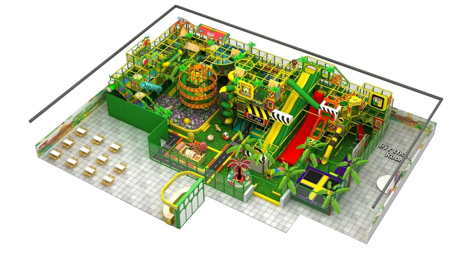 MODULAR INDOOR STRUCTURE WITH BIG TUNNEL SLIDE