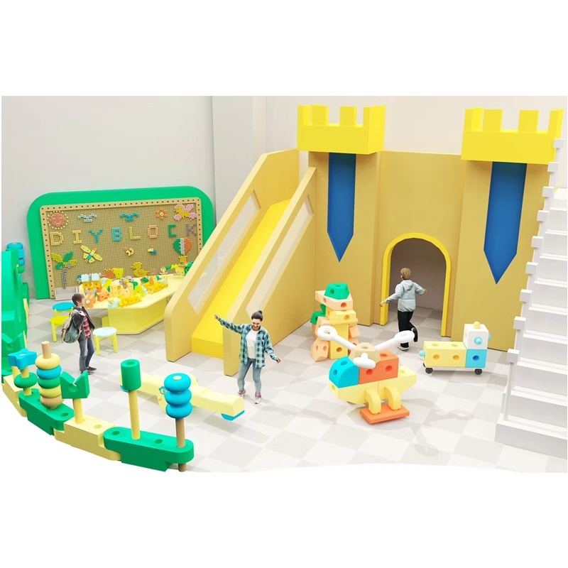 toddlers soft play area with big foam building blocks