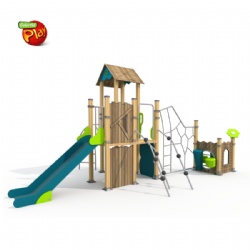 WOODEN PLAYGROUND EQUIPMENT WITH ROOF