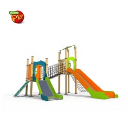KIDS PLAYGROUND DOUBLE SLIDE CLIMBING NET