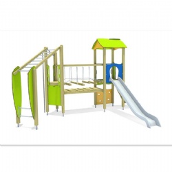 wooden play sets with stainless steel slide